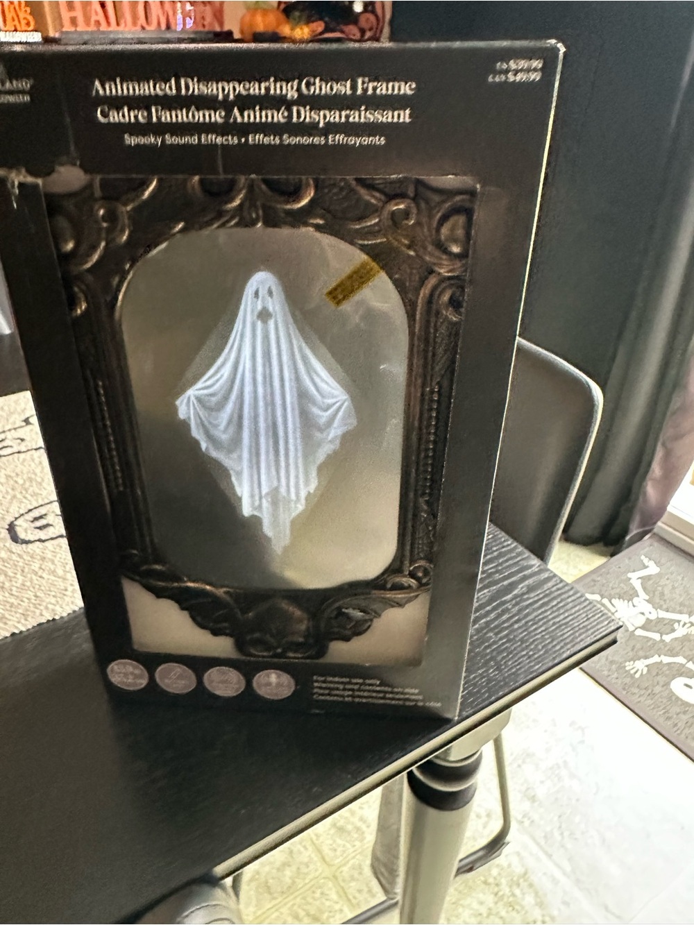 Animated Disappearing Ghost Frame - Black and White Halloween Decor